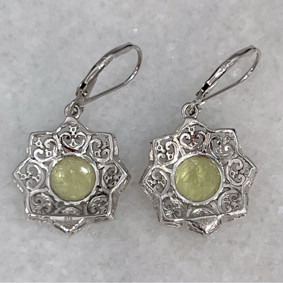 Ouro Verde Quartz Cambodian Zircon Sterling Silver Lever Back  Flower Ea… - Picture 11 of 13